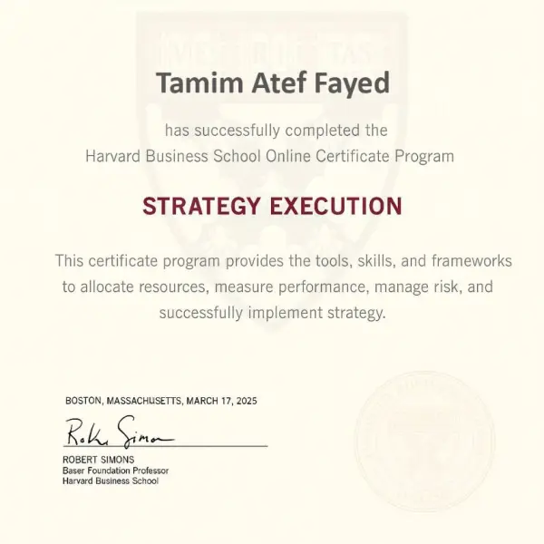 Earns Harvard Business School Certificate in Strategy Execution