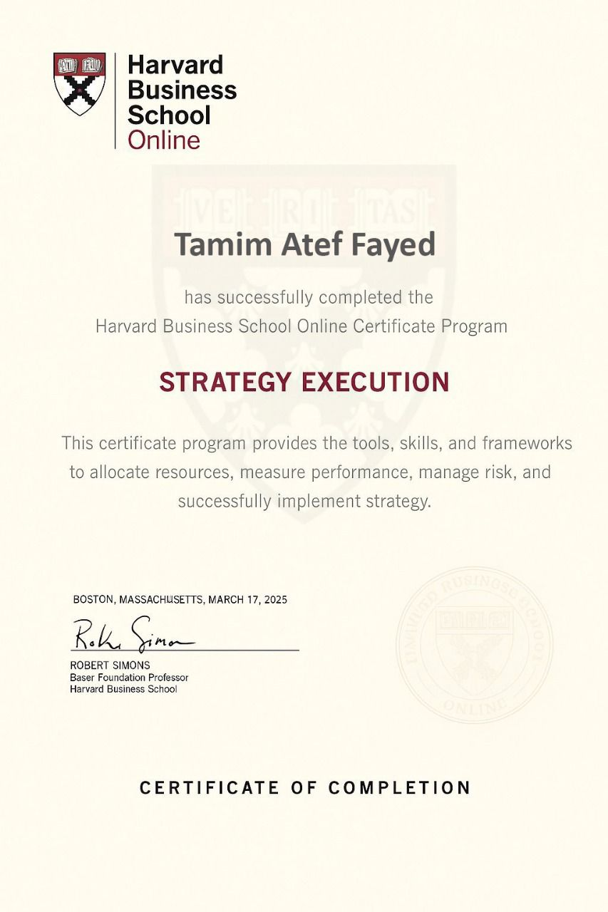 Earns Harvard Business School Certificate in Strategy Execution